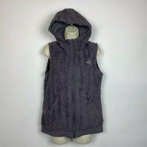 The North Face Fuzzy High Pile Fleece Vest Womens Small purple full zip hooded